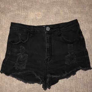 Tilly’s black ripped jean shorts